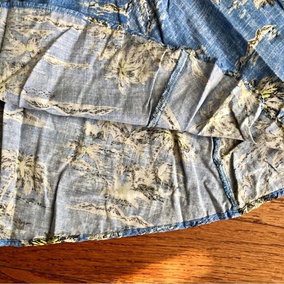 GAP A-Line Blue Smocked Back Tropical Print Blue Yellow Dress Women’s Size S - Picture 5 of 9